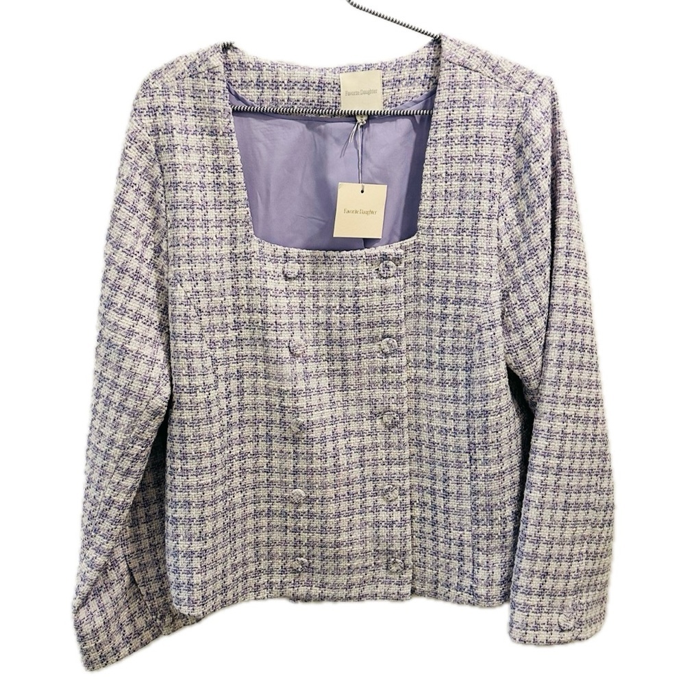 NWT Favorite Daughter Dasha Top 14 tweed lilac lavender purple - Picture 3 of 14